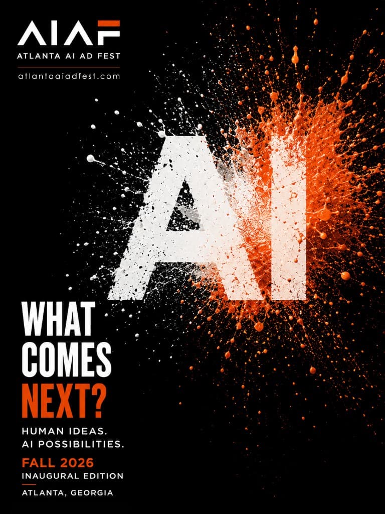 AIAF 2026 poster — AI paint splash